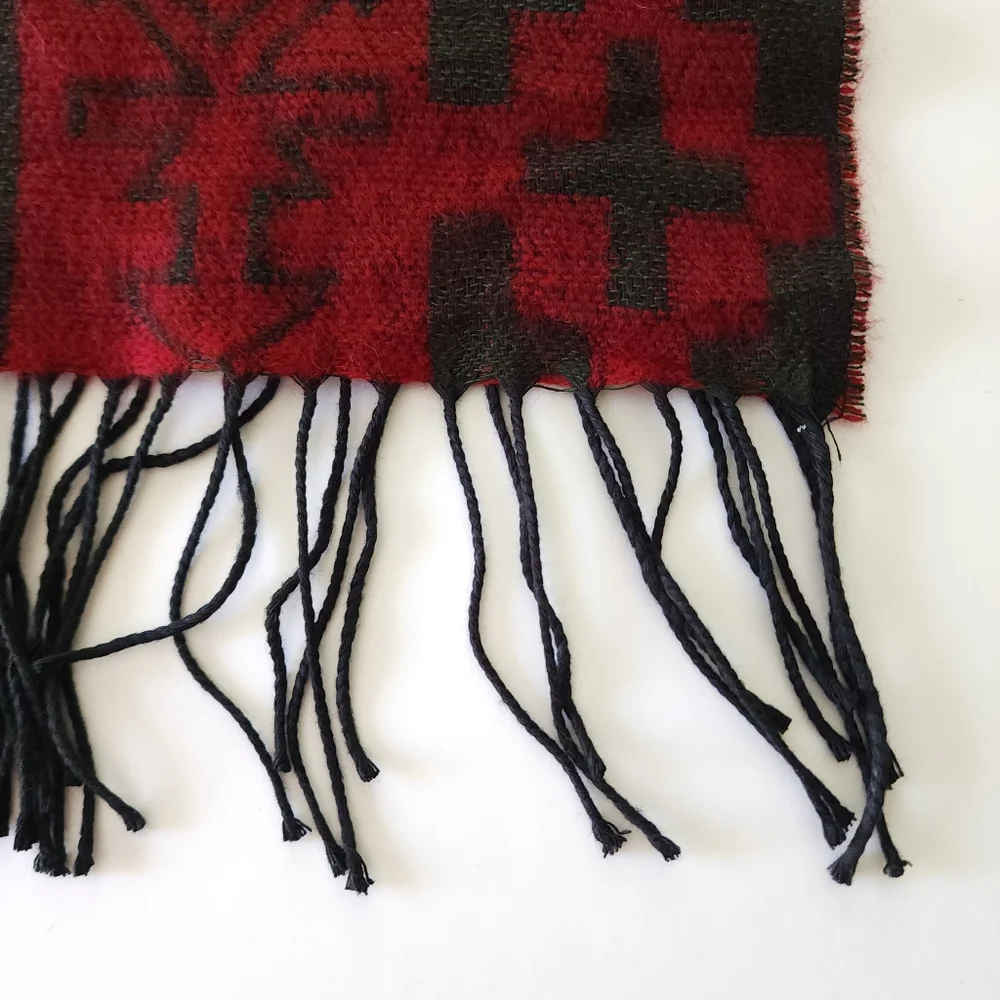Geoffrey‎ Beene Cashme Grey and Red Oversized Scarf